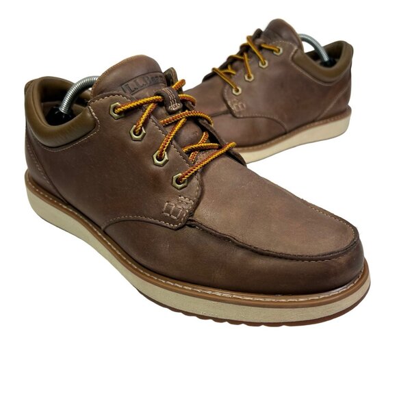 LL Bean Men's Stonington Moc Toe Leather Ankle Work Wedge Boots Size 10M Brown - Picture 1 of 8
